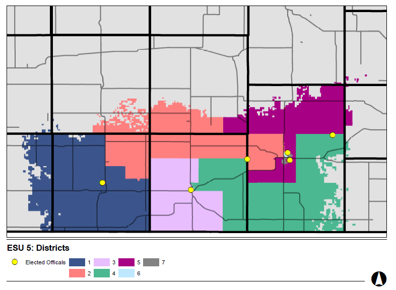 Map of ESU 5 Board Districts