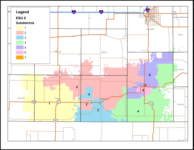 Map of ESU 5 Districts