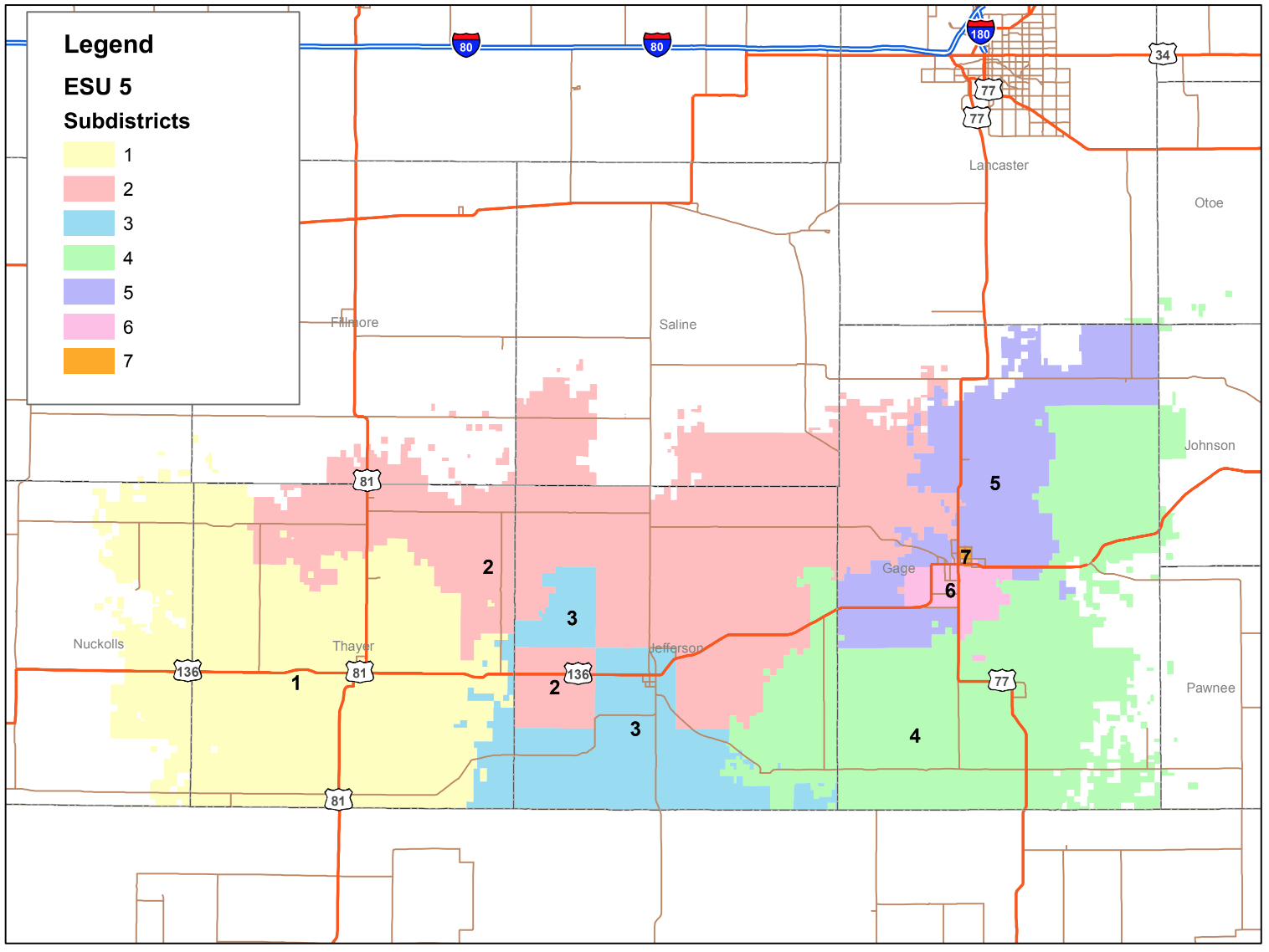 ESU 5 Sub-District Map