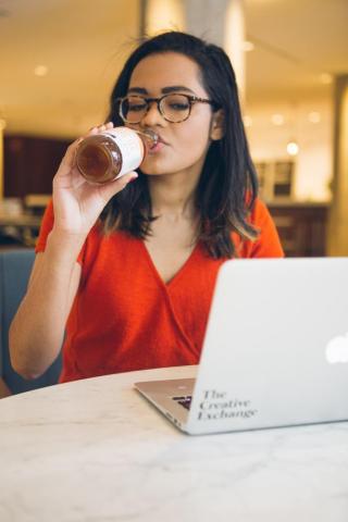 Woman on a computer