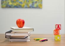 school books on a table